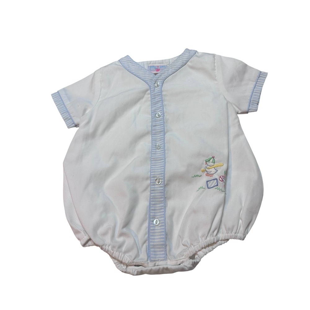 Jelly‎ n Jam Baby Baseball  Romper White Duck Appliqué Cute